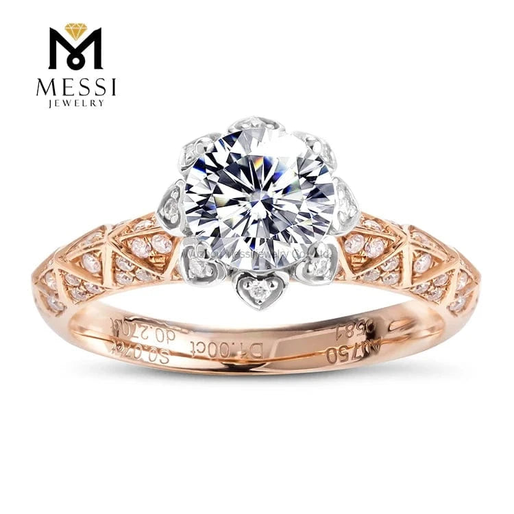 Messi 3days delivery woman gift engagement wedding jewelry stock 18k gold def moissanite ring on sale