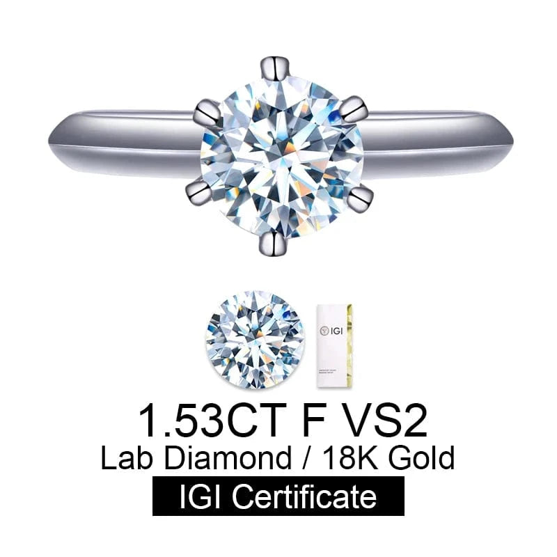 Messi Classic 18K Gold Jewelry Customized Engagement Wedding 0.3ct 0.5ct 1ct 1.5ct 2.5ct HPHT CVD Lab Grown Diamond Ring