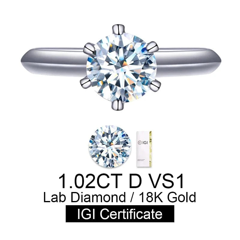 Messi Classic 18K Gold Jewelry Customized Engagement Wedding 0.3ct 0.5ct 1ct 1.5ct 2.5ct HPHT CVD Lab Grown Diamond Ring