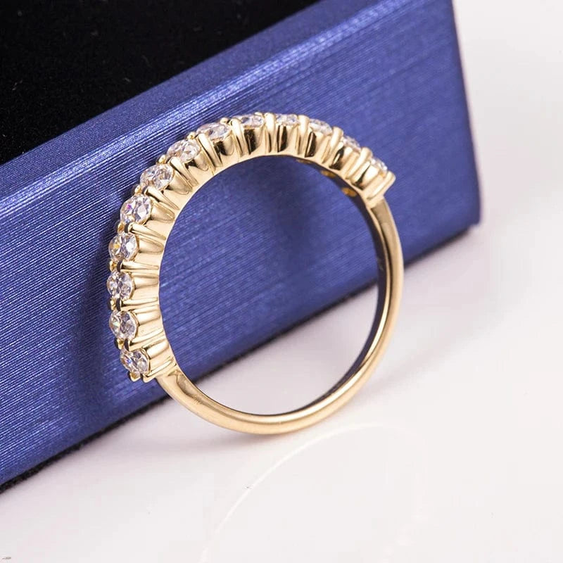 Messi Gems 18K Solid Yellow Gold Oval Cut Moissanite Eternity Band Ring For Women