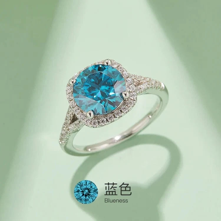 Messi gems colorful diamond jewelry 925 silver 1.5CT 2CT 3CT halo full moissanite diamond ring