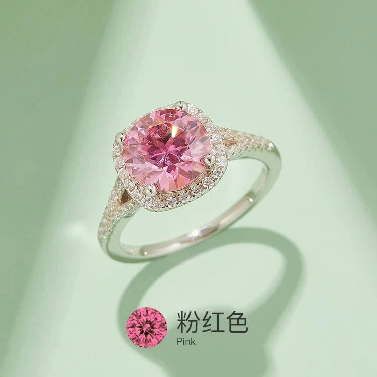 Messi gems colorful diamond jewelry 925 silver 1.5CT 2CT 3CT halo full moissanite diamond ring