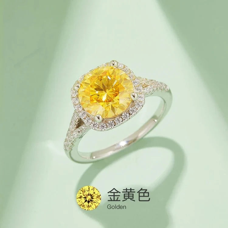 Messi gems colorful diamond jewelry 925 silver 1.5CT 2CT 3CT halo full moissanite diamond ring