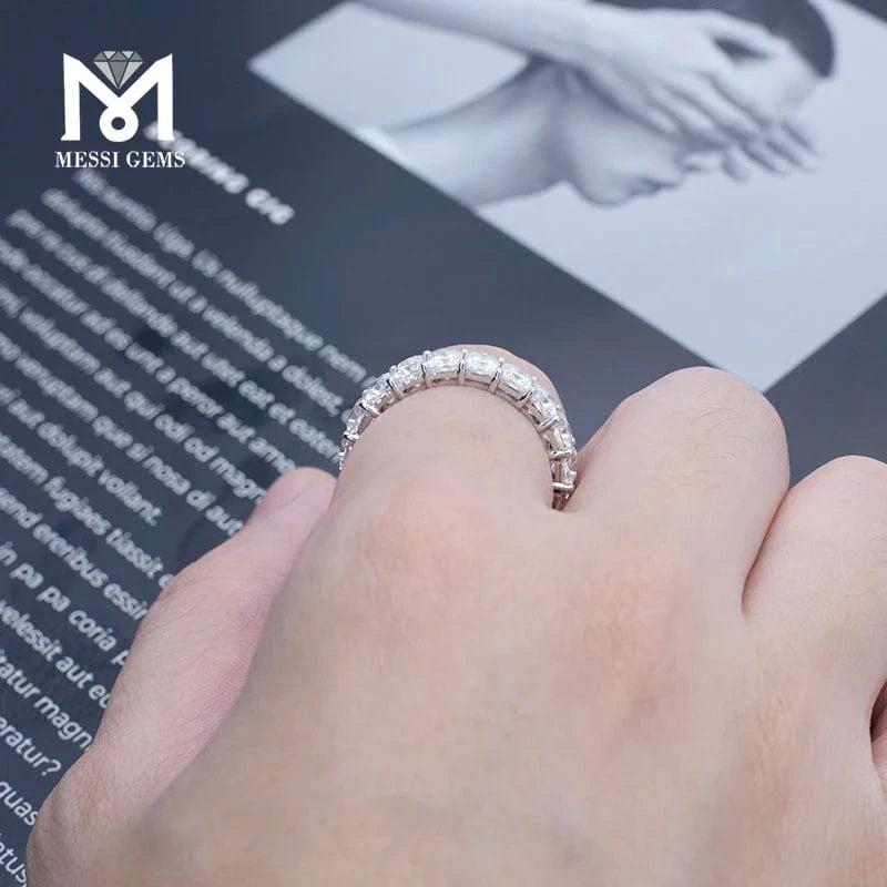 Messi Gems Trendy Engagement Ring  14k 18k Gold Radiant Crushed Ice Cut Wedding Eternity Band Moissanite Ring