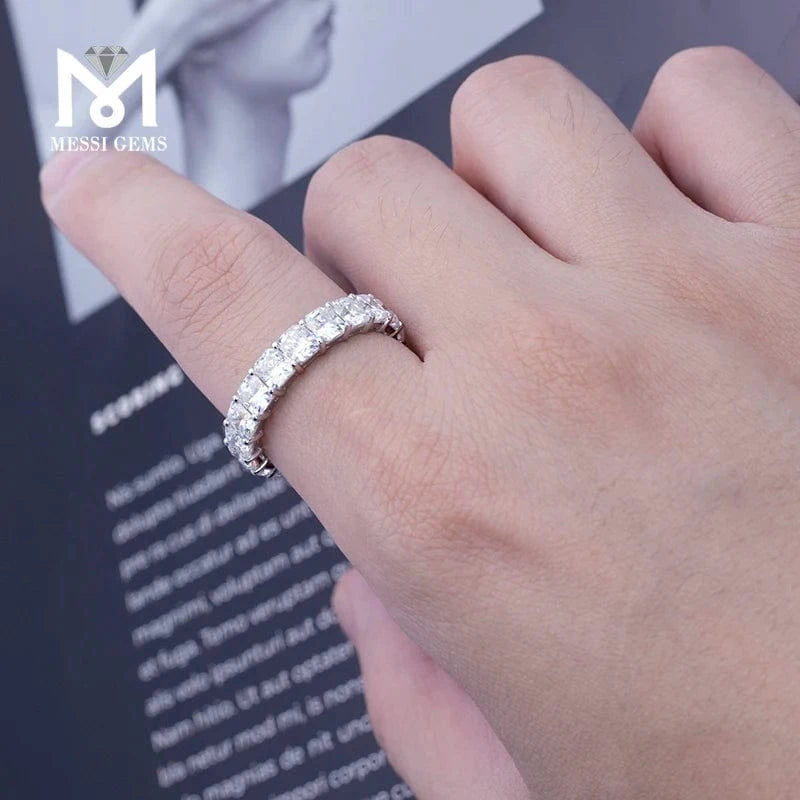 Messi Gems Trendy Engagement Ring  14k 18k Gold Radiant Crushed Ice Cut Wedding Eternity Band Moissanite Ring