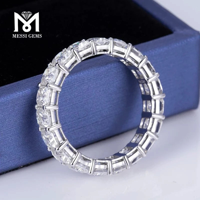 Messi Gems Trendy Engagement Ring  14k 18k Gold Radiant Crushed Ice Cut Wedding Eternity Band Moissanite Ring