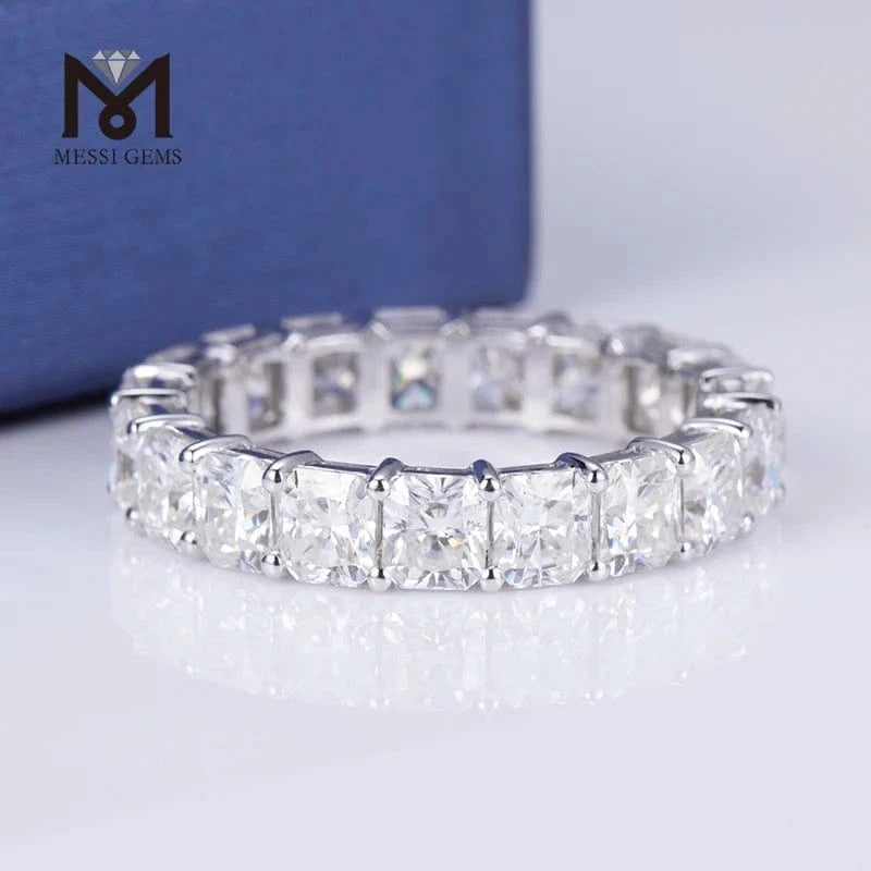 Messi Gems Trendy Engagement Ring  14k 18k Gold Radiant Crushed Ice Cut Wedding Eternity Band Moissanite Ring