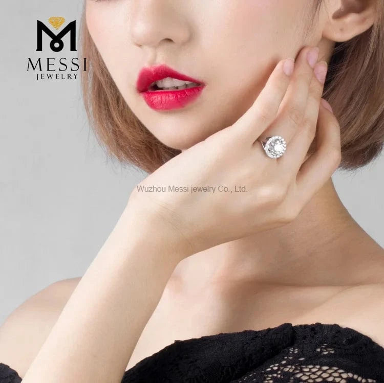 Messi Gems wholesale price gold filled jewelry Hola diamond 18k white gold 6.5mm 1ct moissanite ring for women