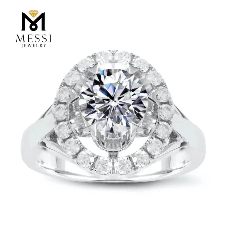 Messi Gems wholesale price gold filled jewelry Hola diamond 18k white gold 6.5mm 1ct moissanite ring for women