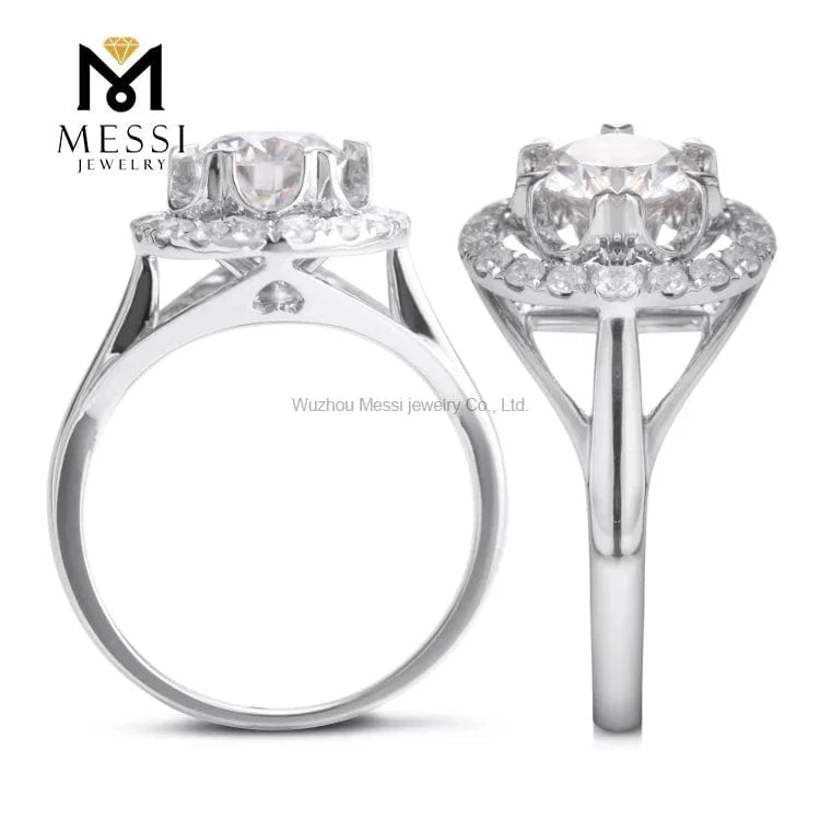 Messi Gems wholesale price gold filled jewelry Hola diamond 18k white gold 6.5mm 1ct moissanite ring for women