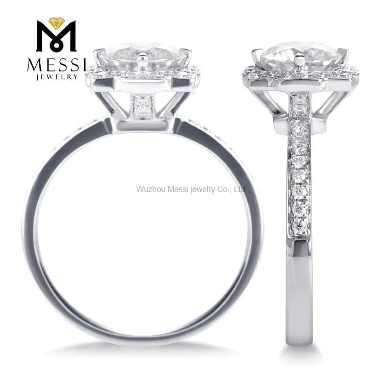 Messi Gold Jewelry 14k white gold price 1carat diamond moissanite ring for Thailand