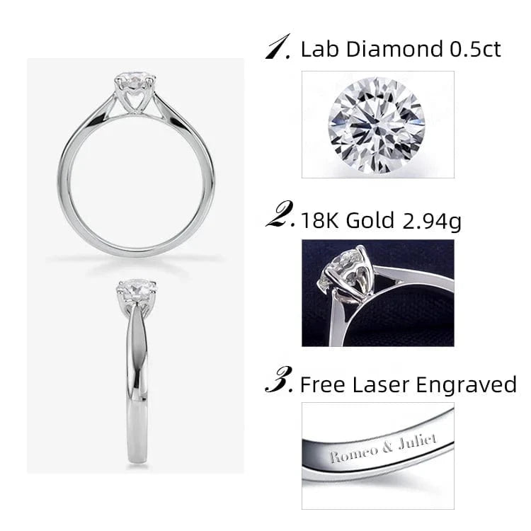 Messi Jewelry 0.5ct DEFG/VS-SI lab diamond wedding ring 14k diamond rings solitaire synthetic diamond ring