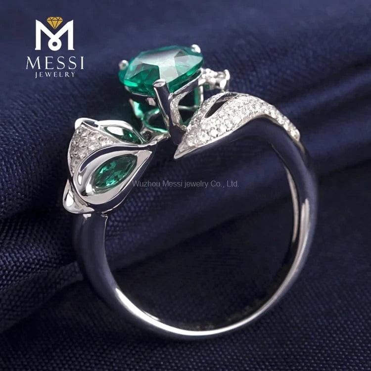 Messi Jewelry 14k 18k white gold 2ct created emerald ring jewellery for Thailand