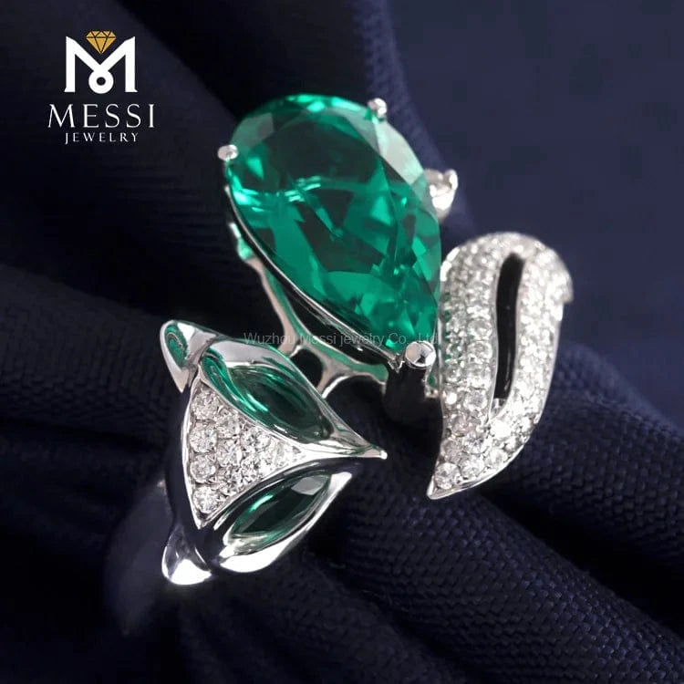 Messi Jewelry 14k 18k white gold 2ct created emerald ring jewellery for Thailand