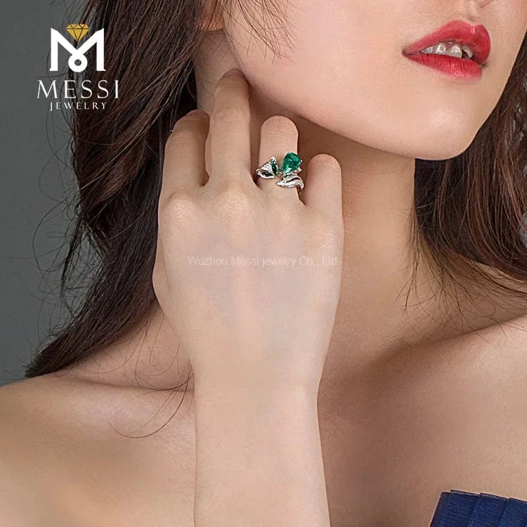 Messi Jewelry 14k 18k white gold 2ct created emerald ring jewellery for Thailand