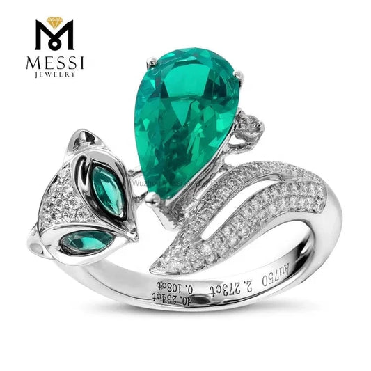 Messi Jewelry 14k 18k white gold 2ct created emerald ring jewellery for Thailand