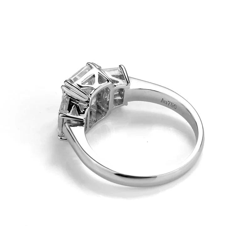 Messi Jewelry 14K/18K White Gold 3 Stone radiant cut moissanite ring