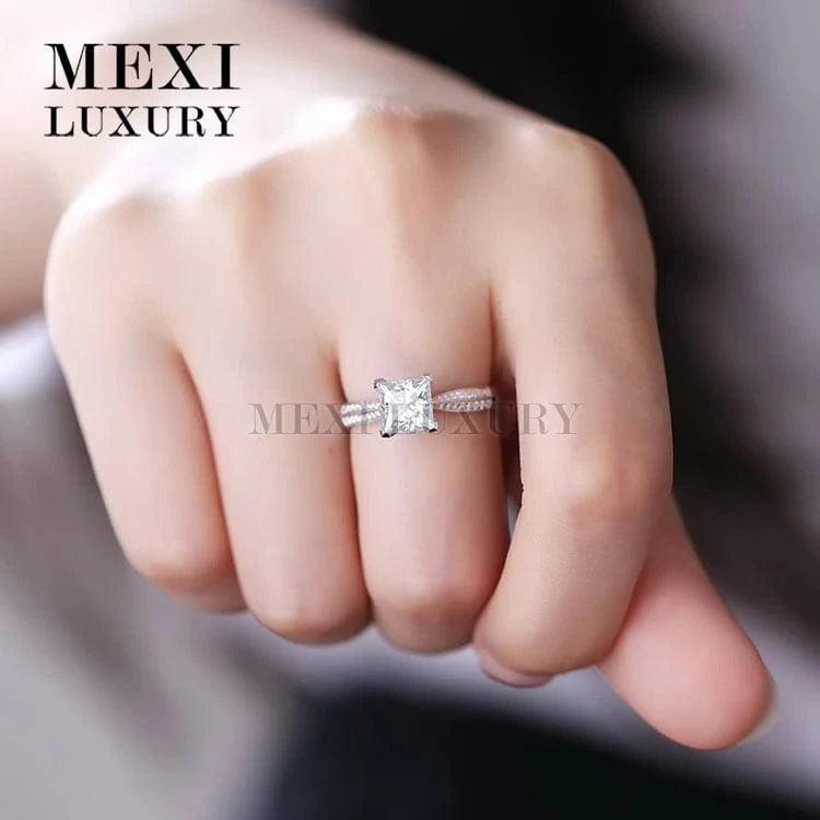 Messi Jewelry 14k 18k white gold Square princess cut moissanite ring jewellery for women Thailand