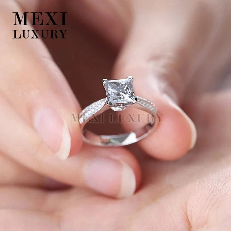 Messi Jewelry 14k 18k white gold Square princess cut moissanite ring jewellery for women Thailand