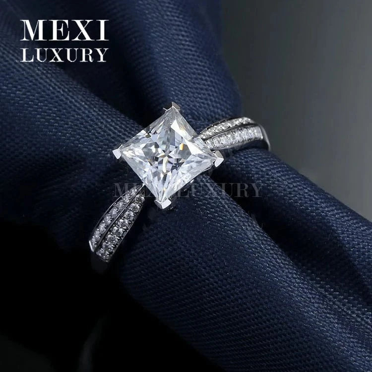 Messi Jewelry 14k 18k white gold Square princess cut moissanite ring jewellery for women Thailand