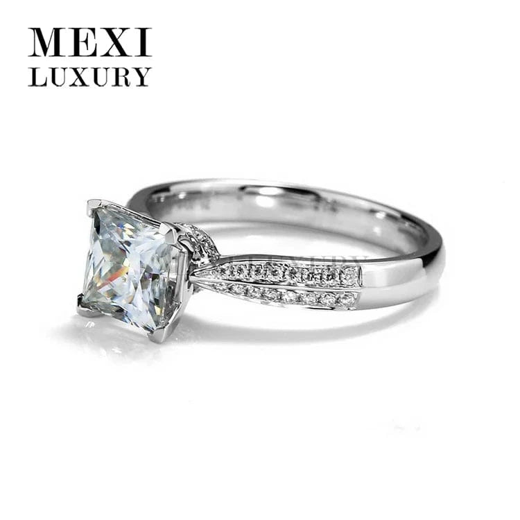 Messi Jewelry 14k 18k white gold Square princess cut moissanite ring jewellery for women Thailand
