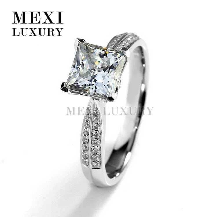 Messi Jewelry 14k 18k white gold Square princess cut moissanite ring jewellery for women Thailand
