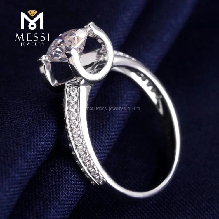 Messi Jewelry 14k white gold  round moissanite rings for women wedding jewelry