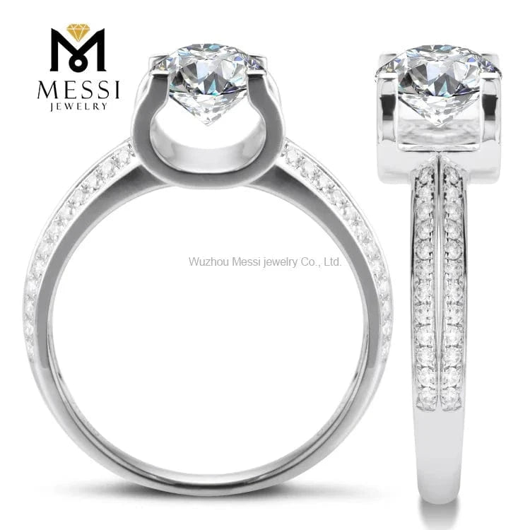 Messi Jewelry 14k white gold  round moissanite rings for women wedding jewelry