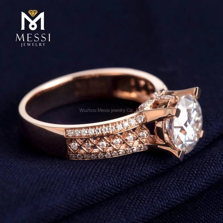 Messi Jewelry 18k rose gold moissanite diamond ring jewelry gift for mother