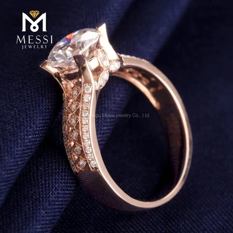 Messi Jewelry 18k rose gold moissanite diamond ring jewelry gift for mother