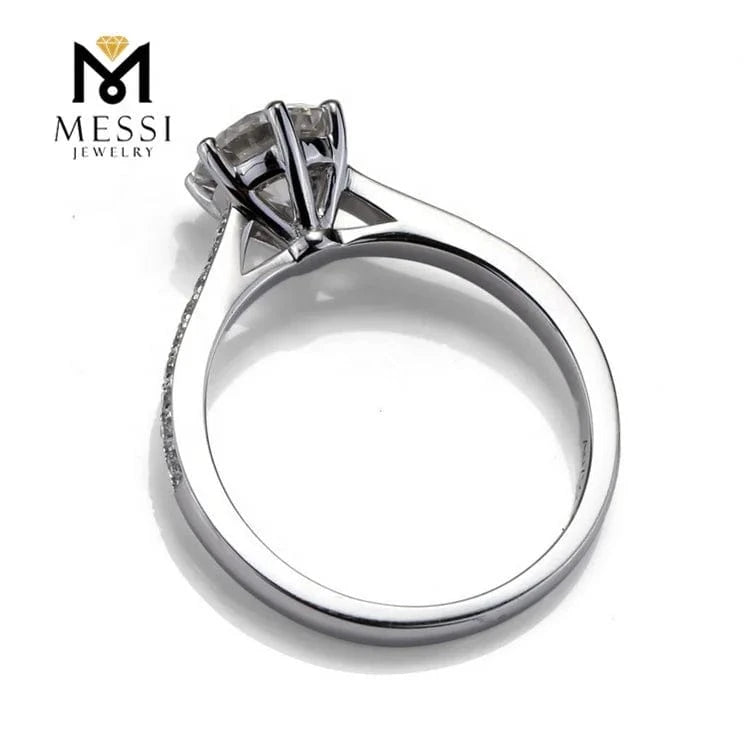 Messi Jewelry 1ct moissanite engagement ring in 18k white gold for fiancee in stock