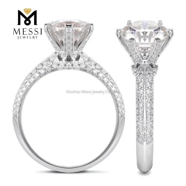 Messi Jewelry 2ct Moissanite Engagement Ring For Women Wedding Jewelry White Gold Rings