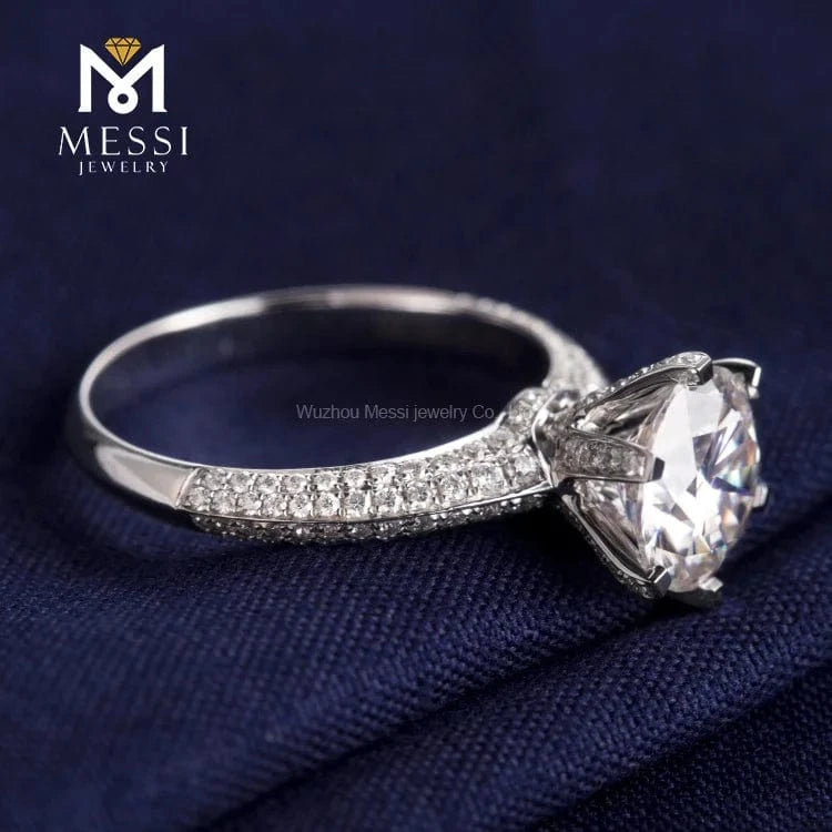 Messi Jewelry 2ct Moissanite Engagement Ring For Women Wedding Jewelry White Gold Rings