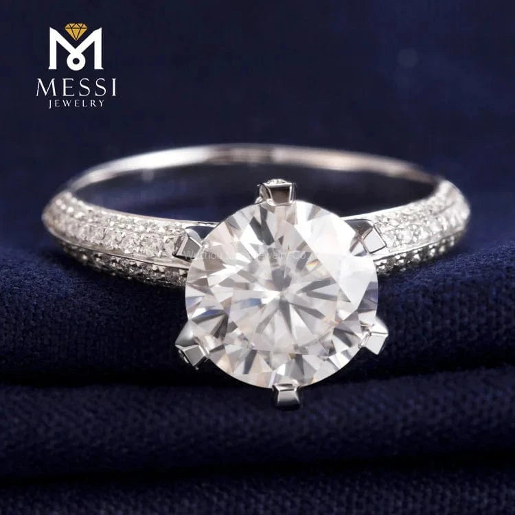 Messi Jewelry 2ct Moissanite Engagement Ring For Women Wedding Jewelry White Gold Rings