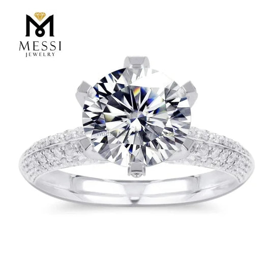 Messi Jewelry 2ct Moissanite Engagement Ring For Women Wedding Jewelry White Gold Rings