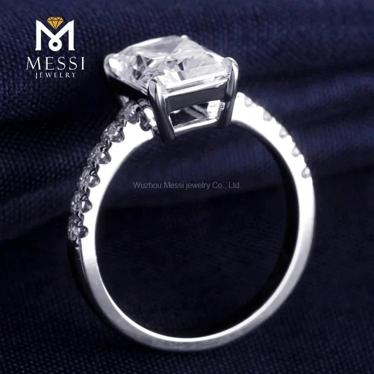 Messi jewelry 3Ct DEF color Emerald cut lab grow diamond synthetic moissanite ring