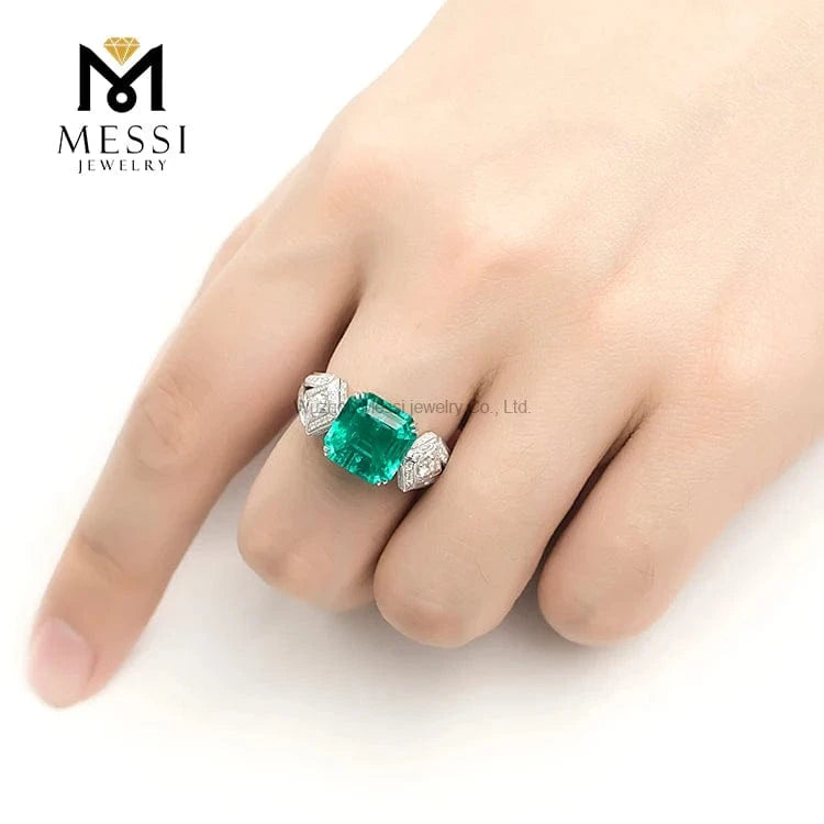 Messi jewelry Asscher cut moissanite diamond engagement 18k white gold 4Ct gold ring price