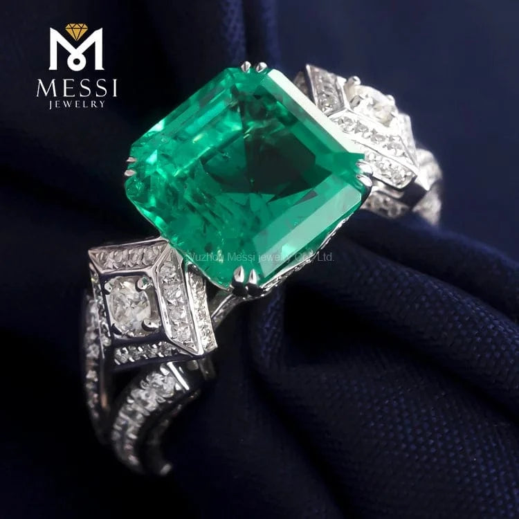 Messi jewelry Asscher cut moissanite diamond engagement 18k white gold 4Ct gold ring price