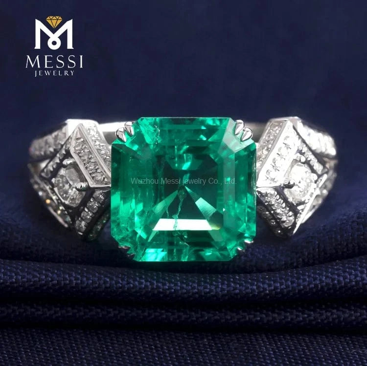 Messi jewelry Asscher cut moissanite diamond engagement 18k white gold 4Ct gold ring price
