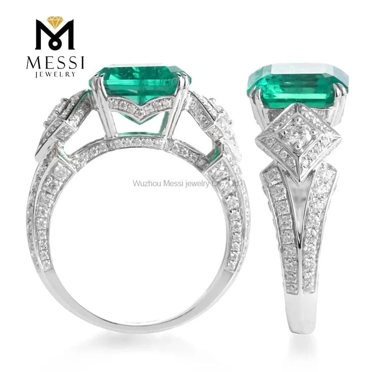 Messi jewelry Asscher cut moissanite diamond engagement 18k white gold 4Ct gold ring price