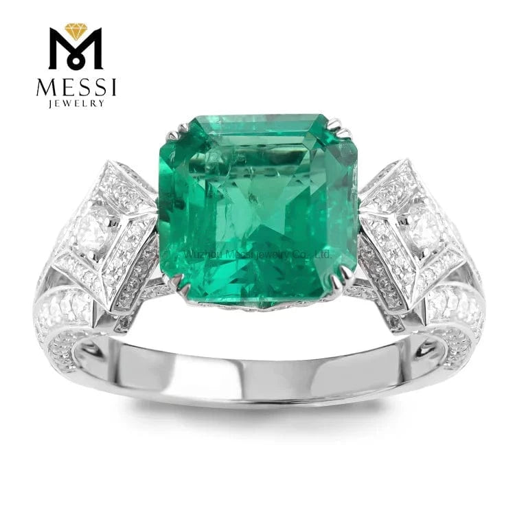 Messi jewelry Asscher cut moissanite diamond engagement 18k white gold 4Ct gold ring price