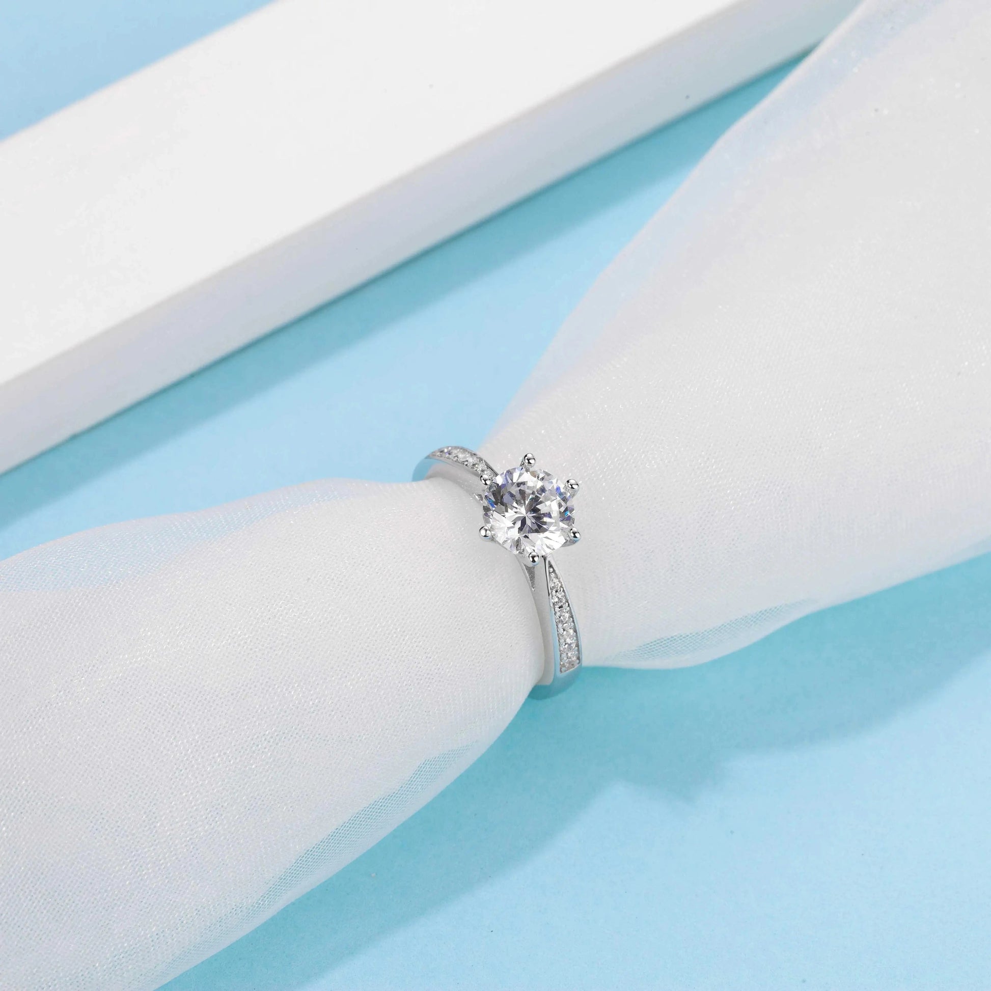 Messi Jewelry classic 1 carat moissanite diamond 925 sterling silver womens rings