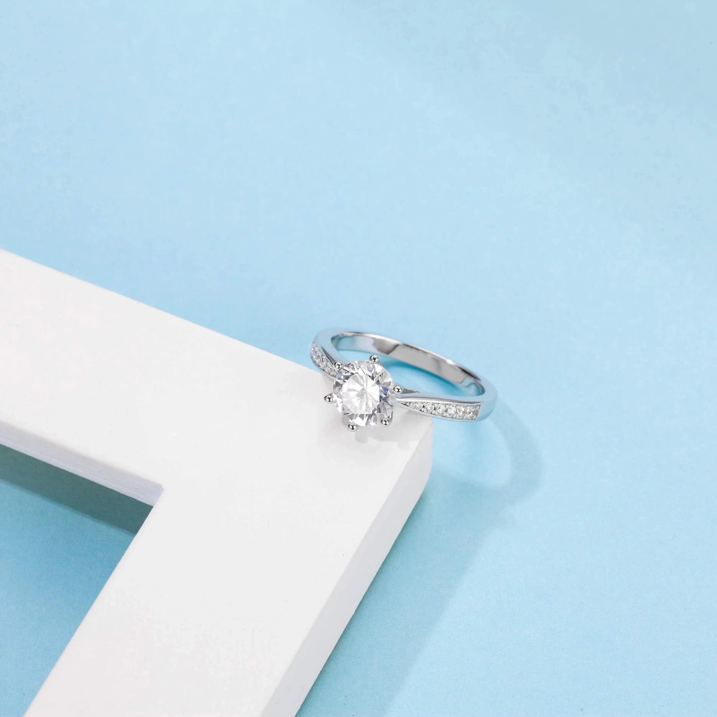 Messi Jewelry classic 1 carat moissanite diamond 925 sterling silver womens rings