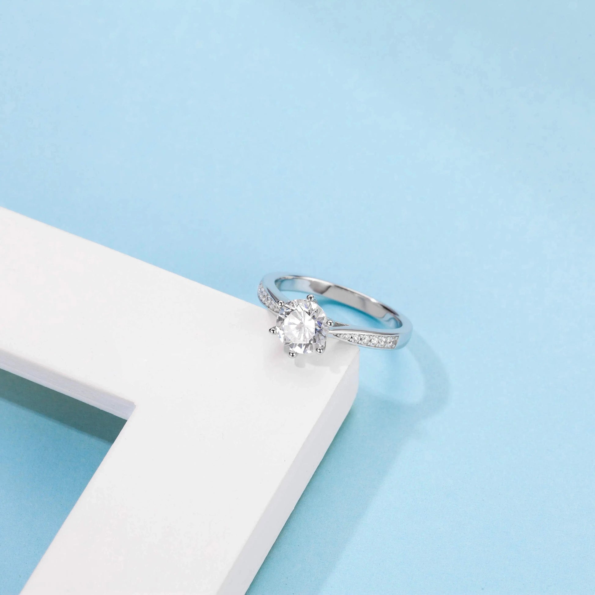 Messi Jewelry classic 1 carat moissanite diamond 925 sterling silver womens rings