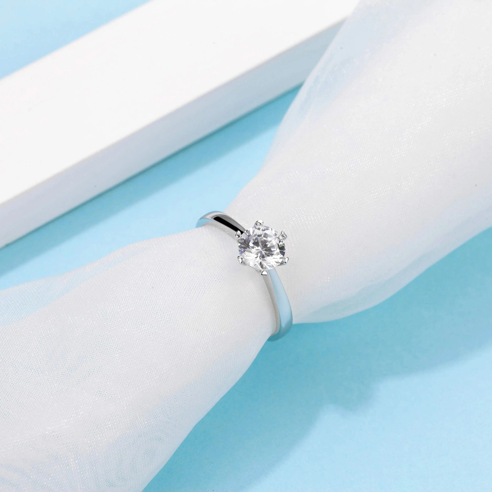 Messi Jewelry classic round moissanite diamond eternity 925 sterling silver ring