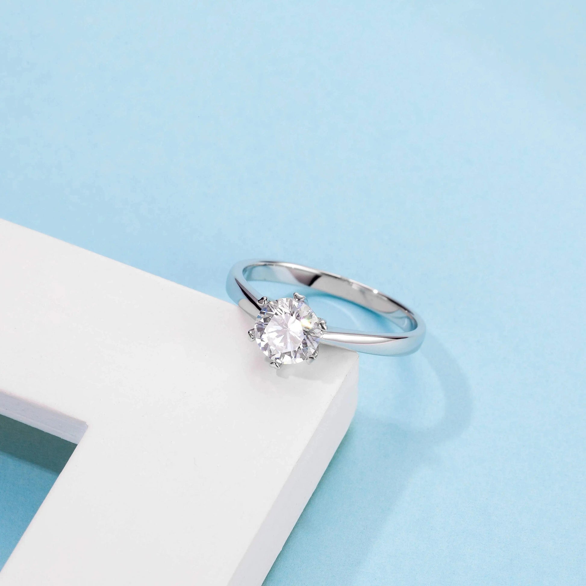 Messi Jewelry classic round moissanite diamond eternity 925 sterling silver ring
