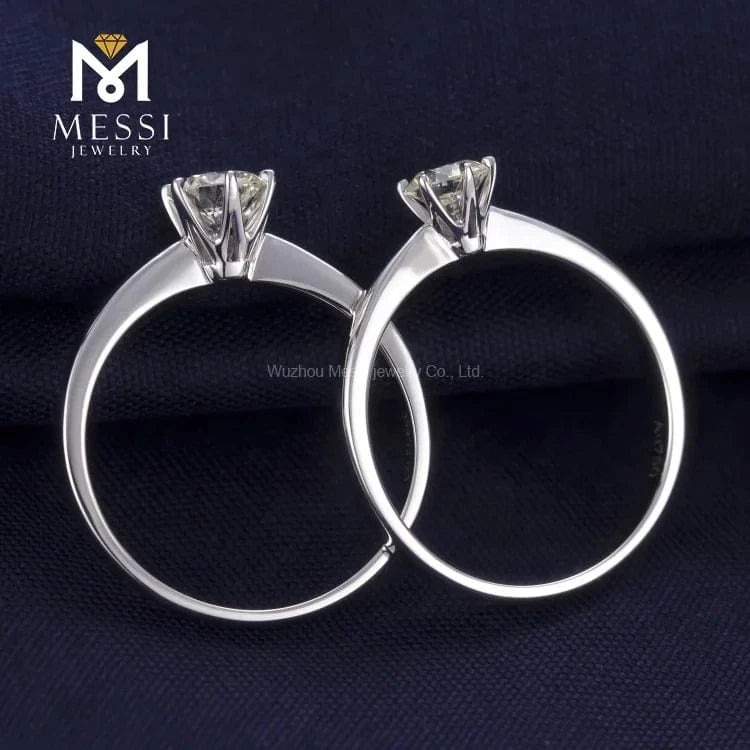 Messi Jewelry DEFG/VS-SI 0.5ct CVD HPHT lab grown diamond ring six prong setting wedding engagement diamond ring