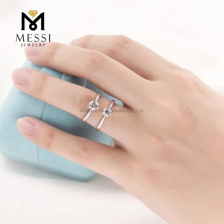 Messi Jewelry DEFG/VS-SI 0.5ct CVD HPHT lab grown diamond ring six prong setting wedding engagement diamond ring