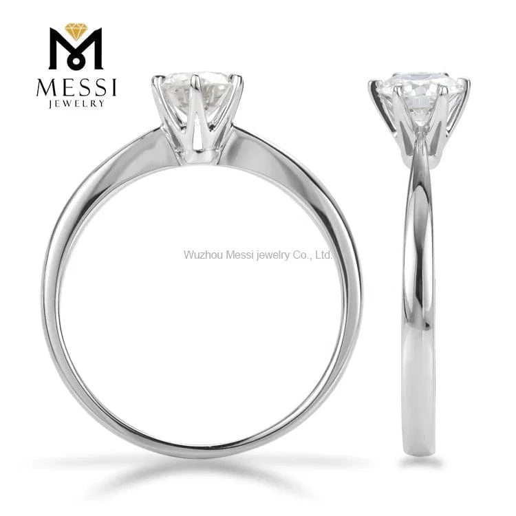 Messi Jewelry DEFG/VS-SI 0.5ct CVD HPHT lab grown diamond ring six prong setting wedding engagement diamond ring