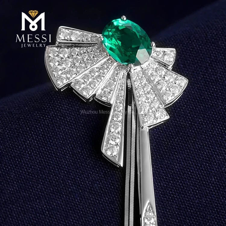 Messi Jewelry fan oval 14k 18k gold emerald earrings gift for mother